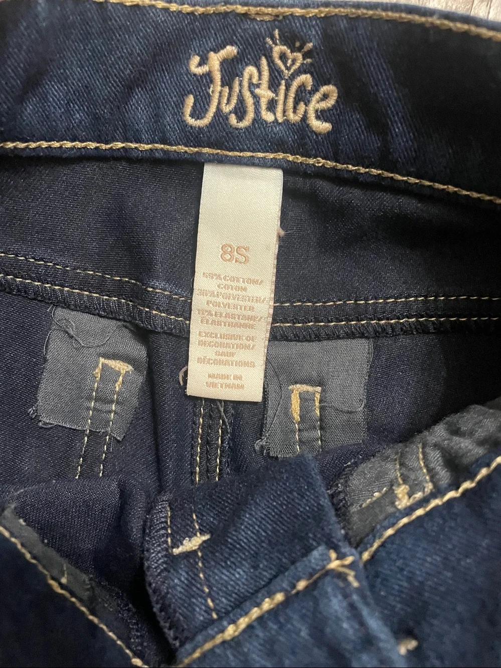 Justice Dark Blue Denim Jeans with Contrast Stitching
